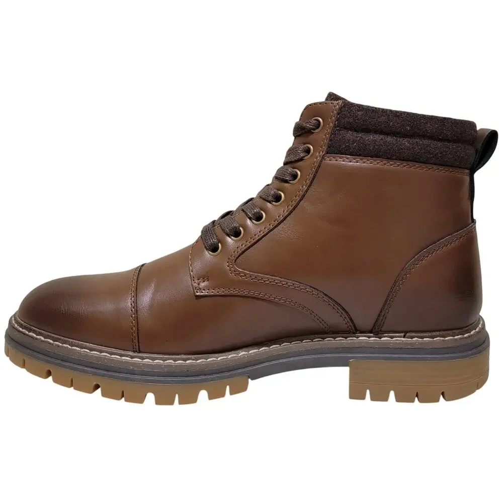 Vance Co. Fegan Cap Toe Ankle Combat Work Boots Size US 8.5 Brown Faux Leather